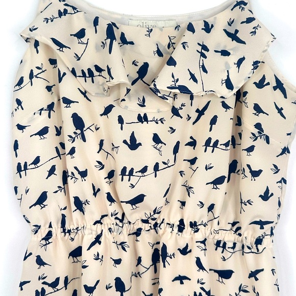 Olive & Oak Cream and Navy Bird Accent Shift Dress Size Medium - Picture 4 of 13